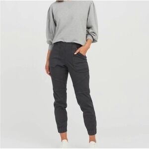 Spanx Stretch Twill Cargo Jogger Women‎ Large Gray Comfort Pull On